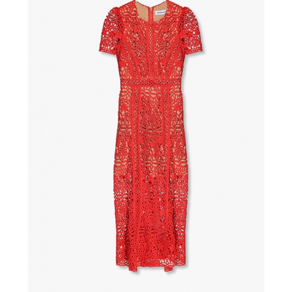 Self Portrait Elegant Red Lace Dress.  Size 8